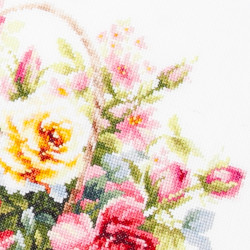 Cross stitch kit  Basket with Roses 40 x 26 cm 70-19