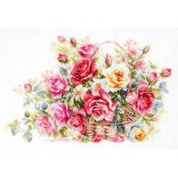 Cross stitch kit  Basket with Roses 40 x 26 cm 70-19