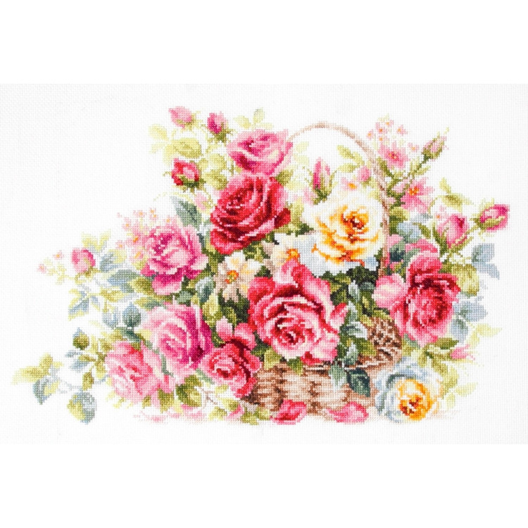 Cross stitch kit  Basket with Roses 40 x 26 cm 70-19
