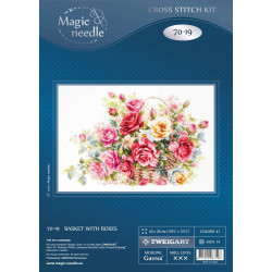 Cross stitch kit  Basket with Roses 40 x 26 cm 70-19