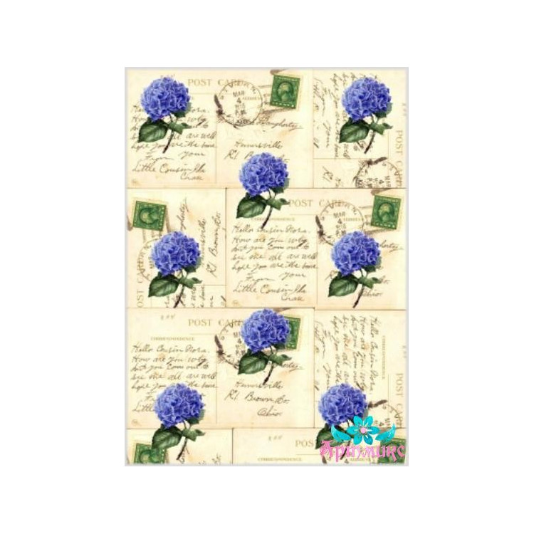 Rice card for decoupage "Letters and hydrangeas" 21x29 cm AM400038D