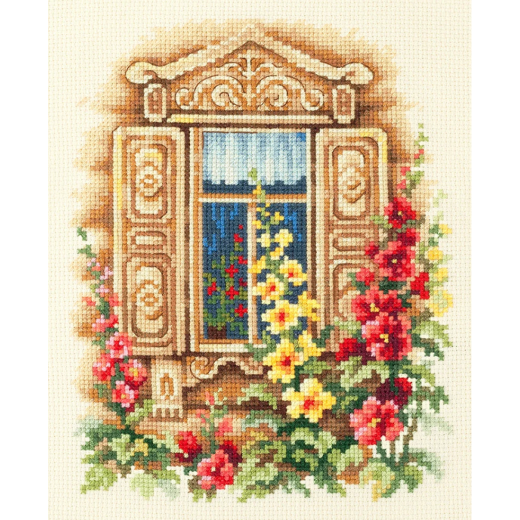 Cross stitch kit  Lovely Window 16 x 20 cm 74-02
