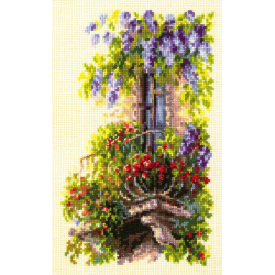 Cross stitch kit Blossoming Balcony 15 x 23 cm