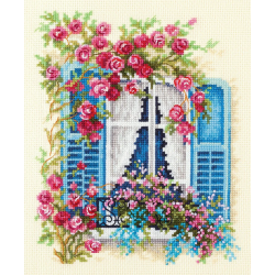 Cross stitch kit  Blossoming Window 16 x 21 cm 74-01