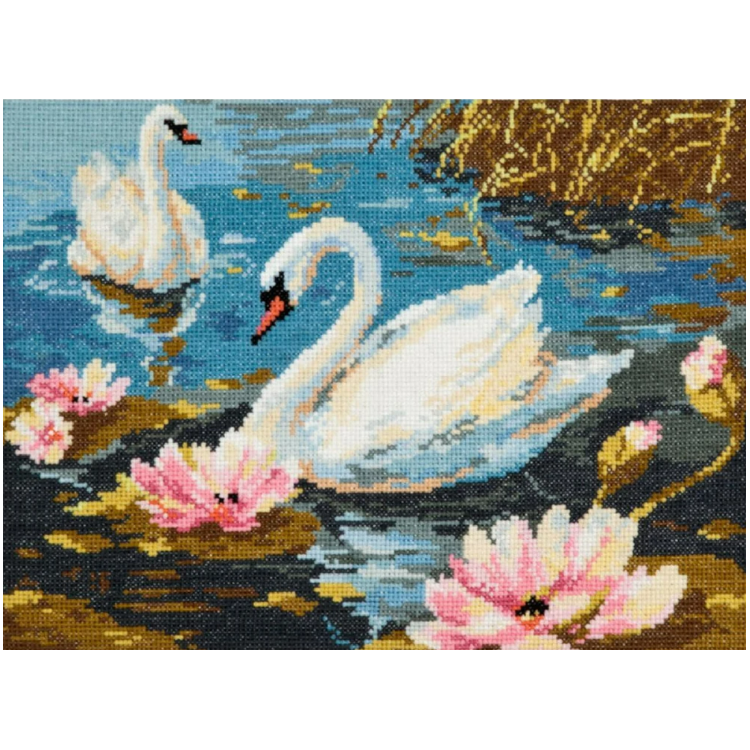 Cross stitch kit  Swan couple 30 x 21 cm 64-01