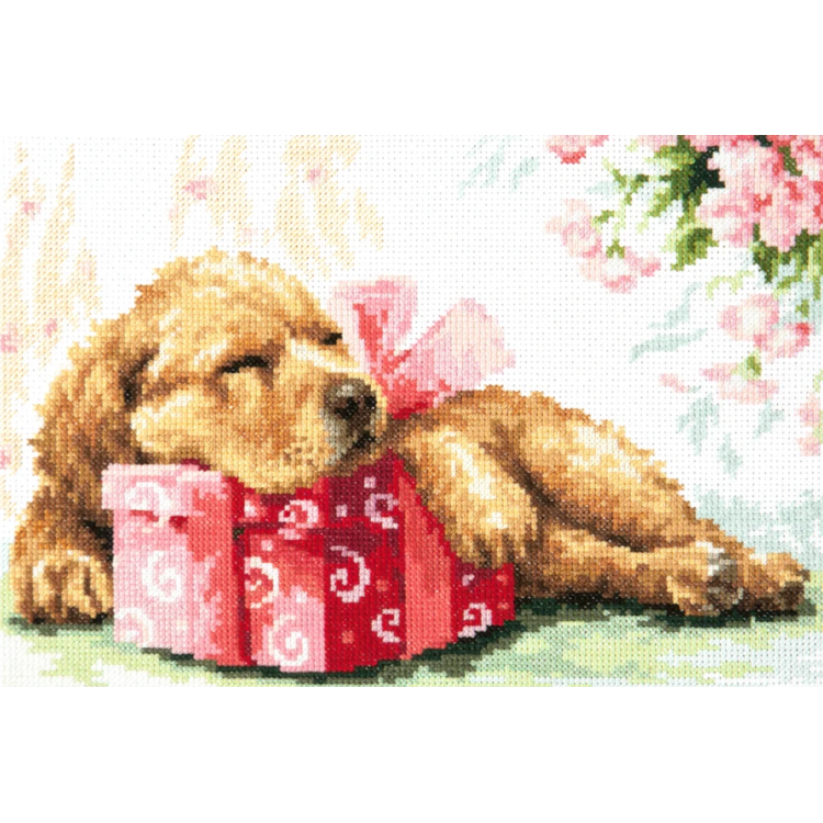 Cross stitch kit  Guarding your gift 26 x 18 cm 59-25