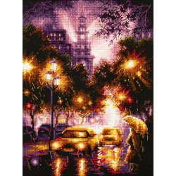 Cross stitch kit  Rainy Night 20 x 27 cm 550-762
