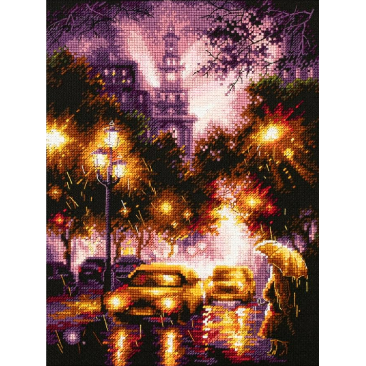 Cross stitch kit  Rainy Night 20 x 27 cm 550-762