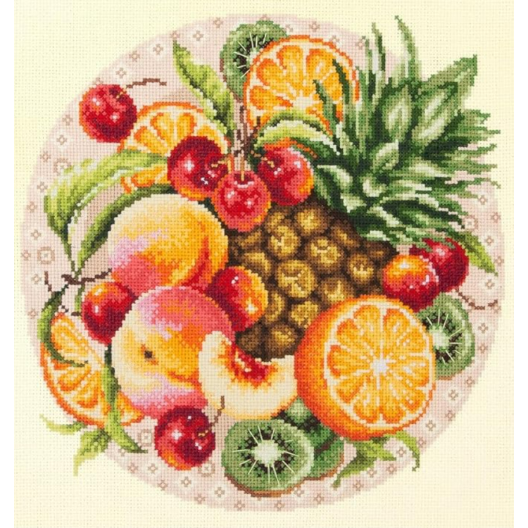Cross stitch kit  Exotic fruits 27 x 27 cm 54-04