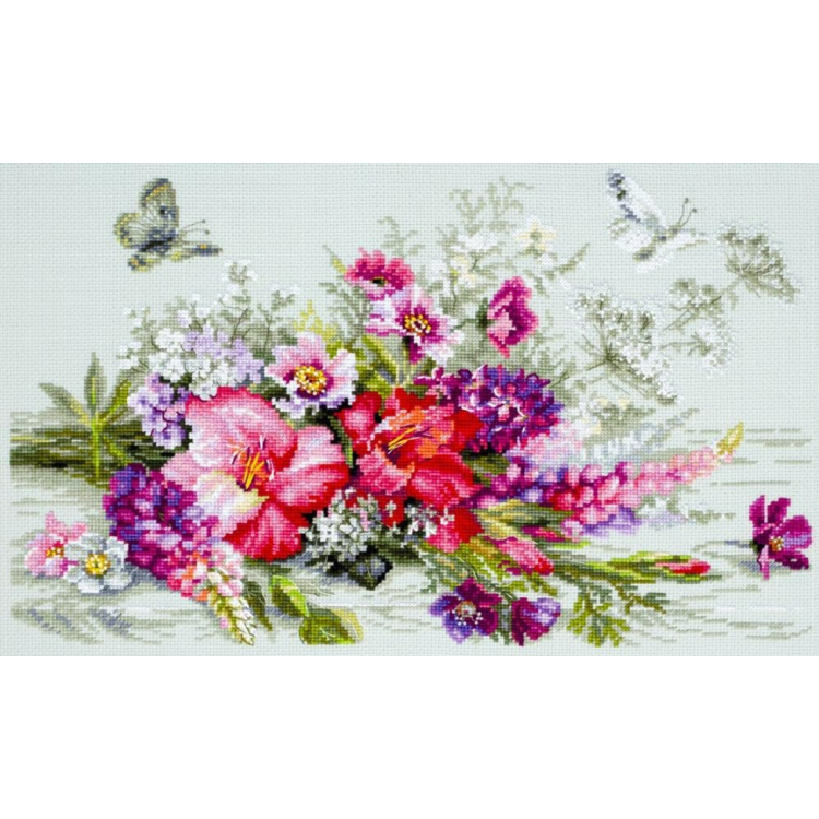 Cross stitch kit  Country Bouquet 40 x 25 cm 510-228