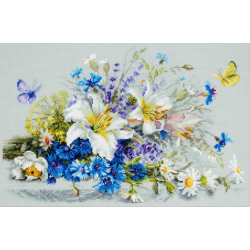 Cross stitch kit  Lilies and Cornflowers 40 x 25 cm 510-227