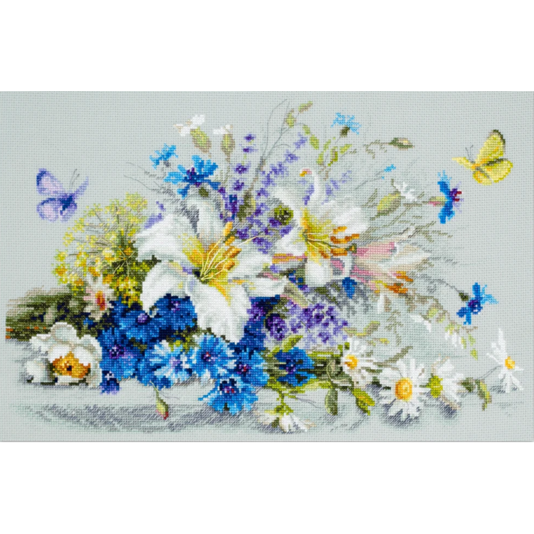 Cross stitch kit  Lilies and Cornflowers 40 x 25 cm 510-227