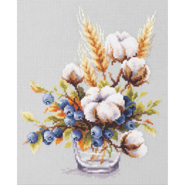 Cross stitch kit  Blooming Cotton and Blueberry 18 x 23 cm 510-226