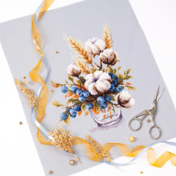 Cross stitch kit  Blooming Cotton and Blueberry 18 x 23 cm 510-226
