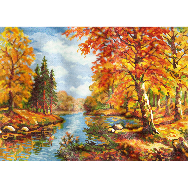 Kryželių siuvinėjimo rinkinys "Auksinis ruduo" 35 x 25 cm 45-02 MN-45-02