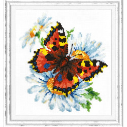 Cross stitch kit  Butterfly and daisies 17 x 18 cm 42-11