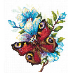 Cross stitch kit  Peacock butterfly 17 x 17 cm 42-09