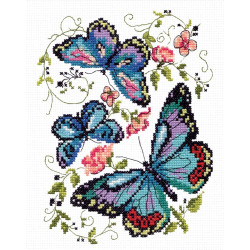 Cross stitch kit  Blue butterflies 15 x 18 cm 42-03