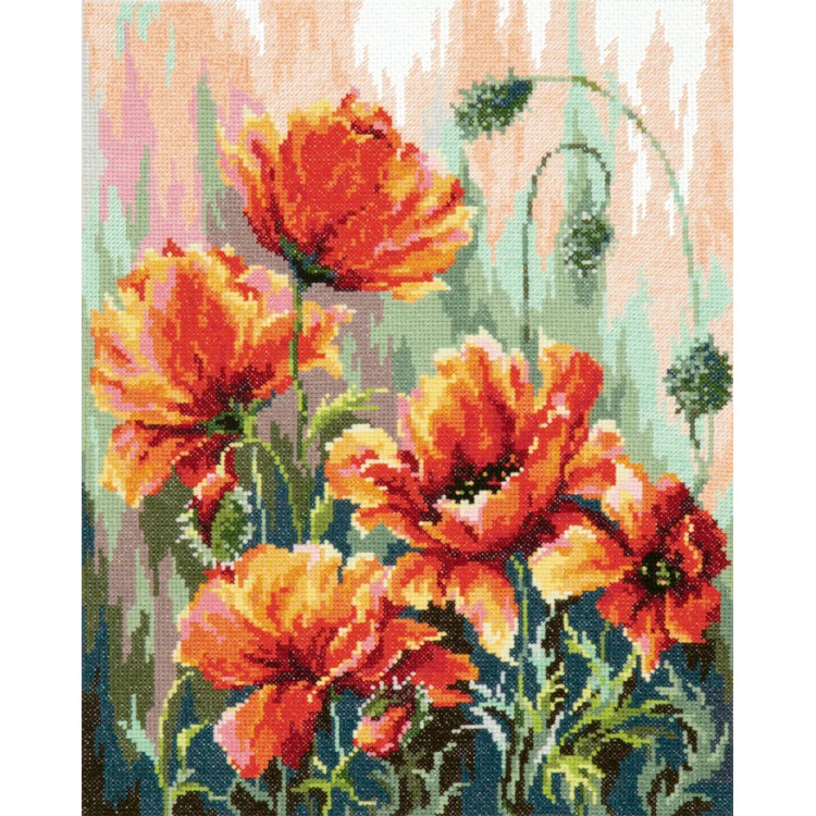 Cross stitch kit  Poppies in the morning light 27 x 34 cm 40-72
