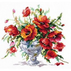 Cross stitch kit  Red poppies 27 x 24 cm 40-60