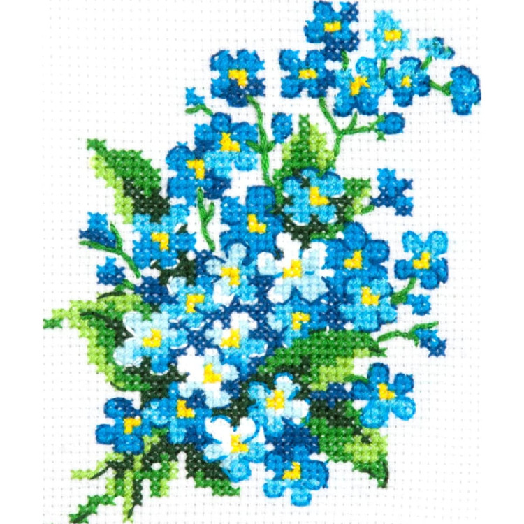 Cross stitch kit  Forget-me-nots 10 x 11 cm 28-06
