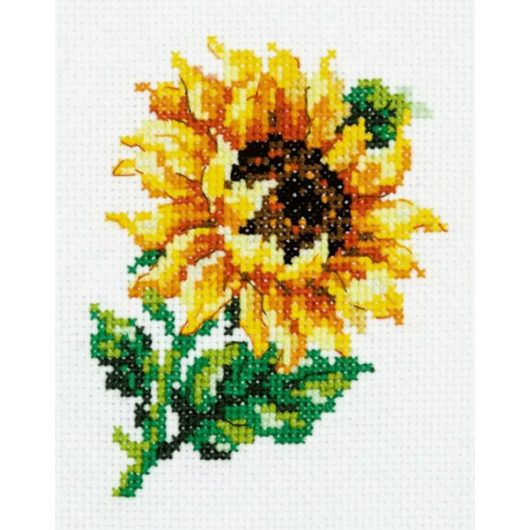 Cross stitch kit  Small sunflower 9 x 11 cm 28-04