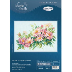 Cross stitch kit  Dog-rose flowers 30 x 20 cm 210-268