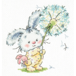 Cross stitch kit  Bunny and dandelion 12 x 13 cm 19-06