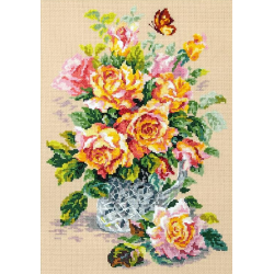 Cross stitch kit  Tea Roses 24 x 34 cm 100-021