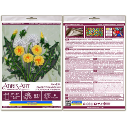 Mini Bead Embroidery Kit on Art Canvas "Favorite dandelion" AAM-254