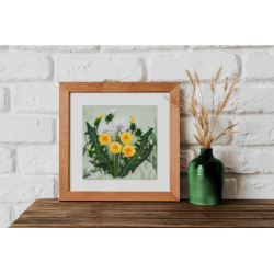 Mini Bead Embroidery Kit on Art Canvas "Favorite dandelion" AAM-254