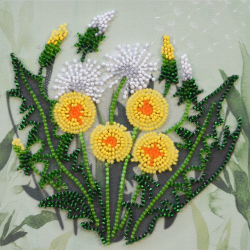 Mini Bead Embroidery Kit on Art Canvas "Favorite dandelion" AAM-254