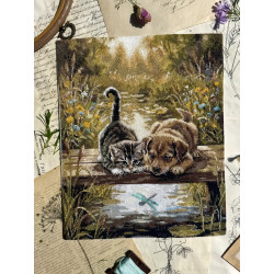 Kreuzstich-Set "Freunde" 21,5 x 25,5 cm SAND-50