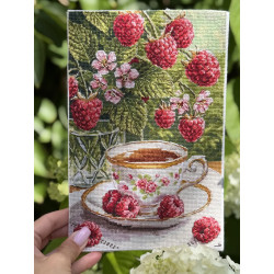 Kreuzstich-Set "Himbeertee" 16 x 24,5 cm SANM-48