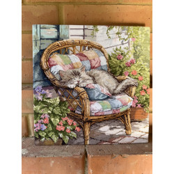 Kreuzstich-Set "Schlafen auf der Terrasse" 31,5 x 32 cm SANS-87