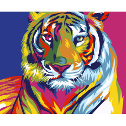 Картина Wizardi по номерам. Радужный тигр 16x13 см MINI010