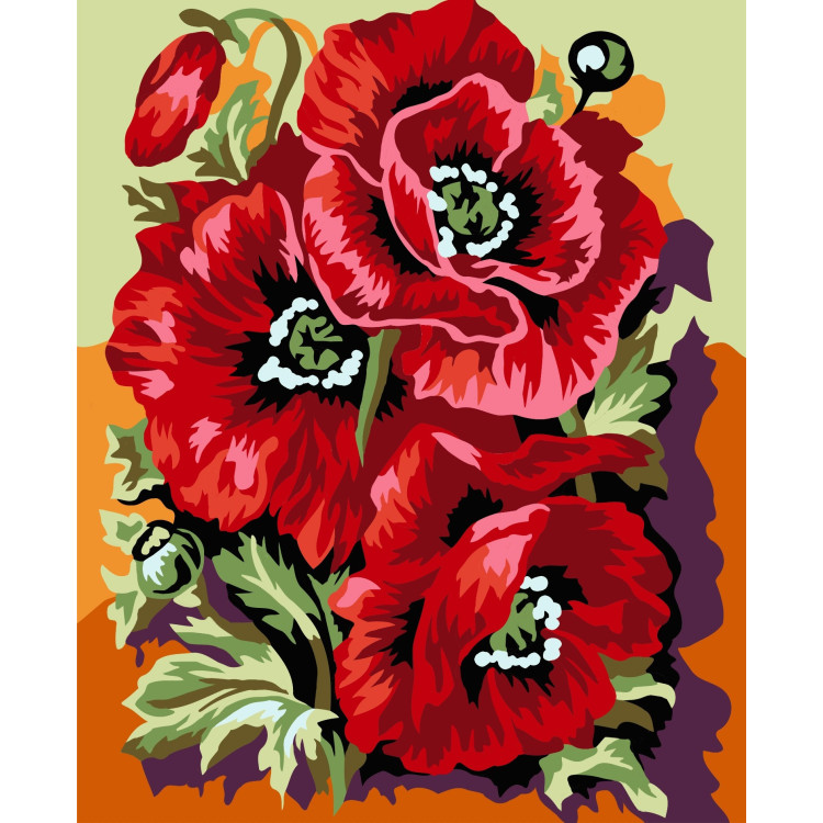 Wizardi painting by number kit. King poppies 13x16 cm MINI025