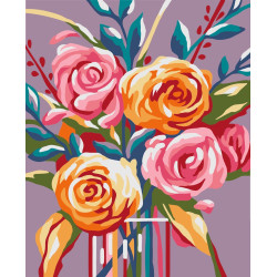 Wizardi painting by number kit. Gentle roses 13x16 cm MINI028