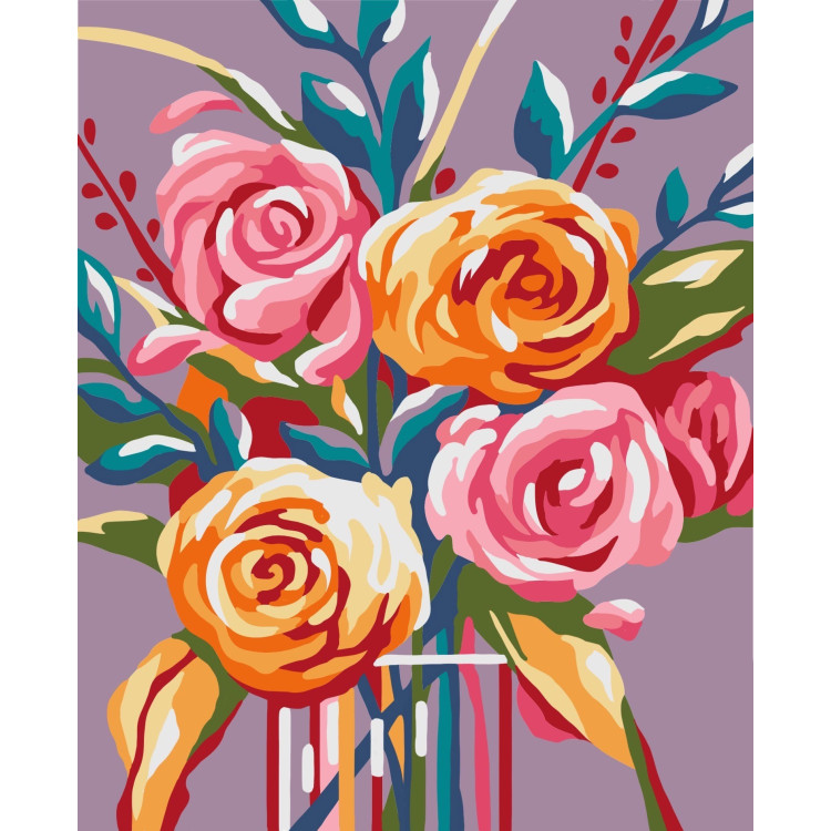Wizardi painting by number kit. Gentle roses 13x16 cm MINI028