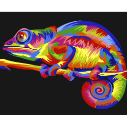 Wizardi tapybos pagal numerius rinkinys. Vaivorykštinis chameleonas 16x13 cm MINI033