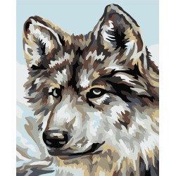 Wizardi painting by number kit. Grey wolf 13x16 cm MINI036