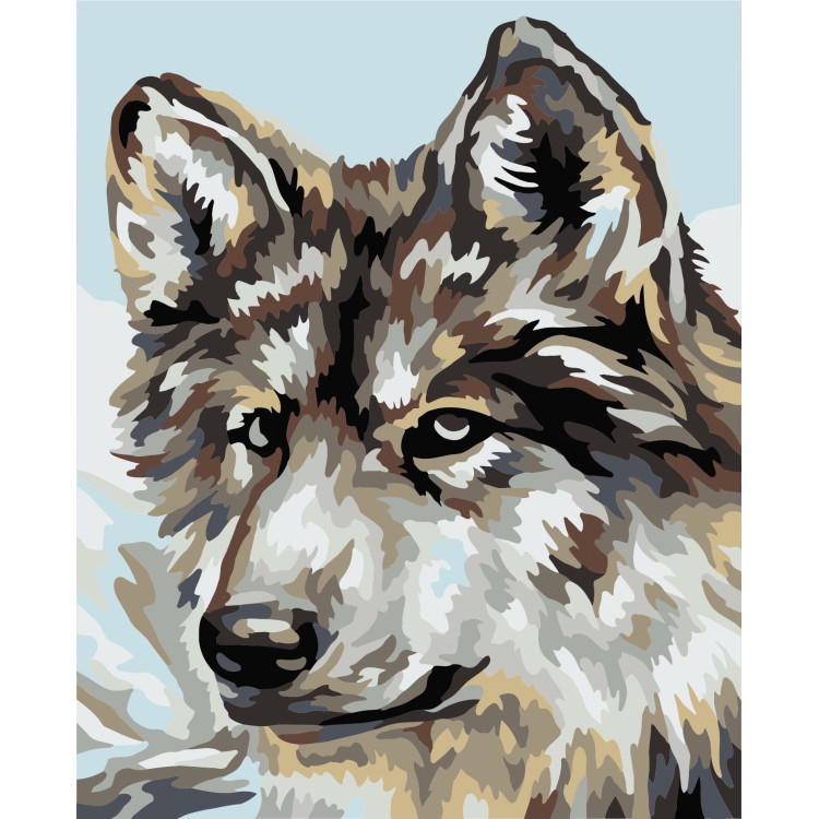 Wizardi painting by number kit. Grey wolf 13x16 cm MINI036