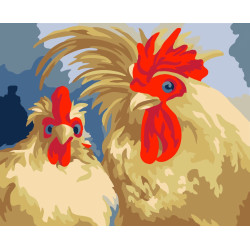 Wizardi painting by number kit. Roosters 16x13 cm MINI052
