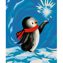 Wizardi painting by number kit. Penguin 13x16 cm MINI054