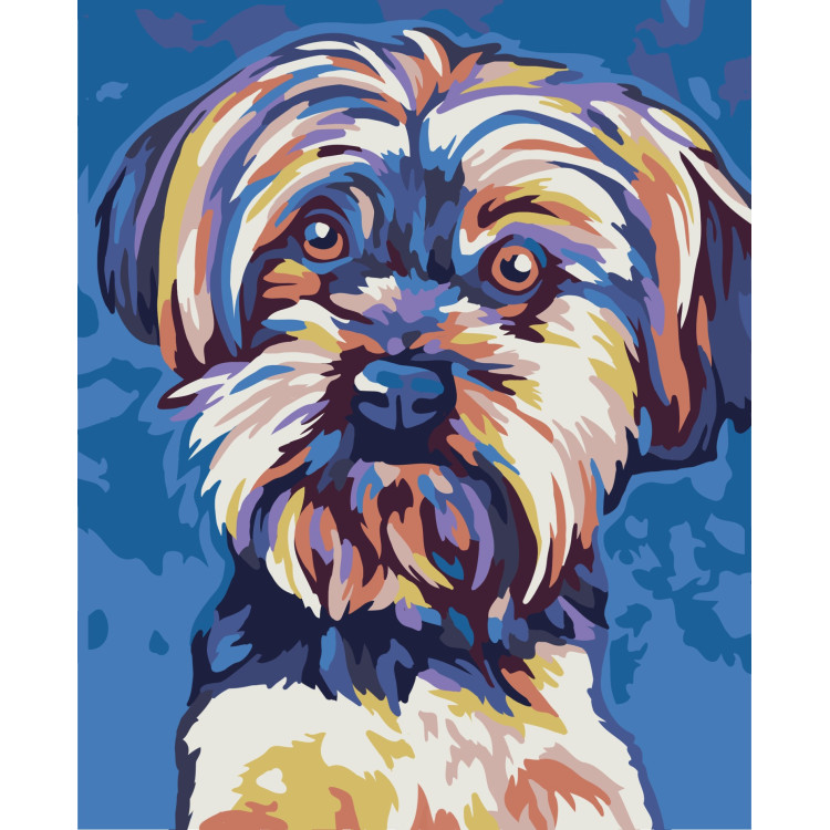Wizardi painting by number kit. Yorkshire Terrier 13x16 cm MINI090