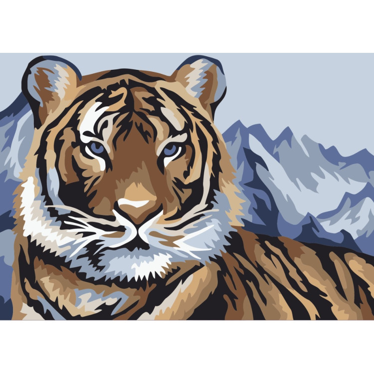 Wizardi painting by number kit. Tiger's gaze 16x13 cm MINI109