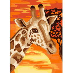 Wizardi painting by number kit. Giraffe in the savanna 13x16 cm MINI126