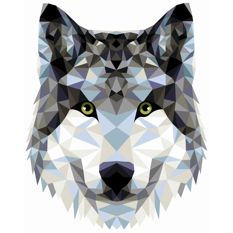 Mal-nach-Zahlen-Set. P004 Wolf (polygonales Design) 40*50