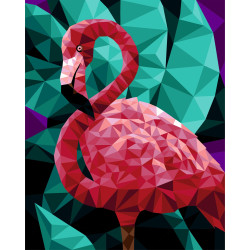 Piešimo pagal skaičius rinkinys. P005 Flamingo (daugiakampio stiliaus) 40*50