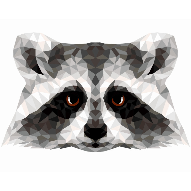 (SALE) Набор для рисования по номерам. P006 Енот (полигональный стиль) 40*50